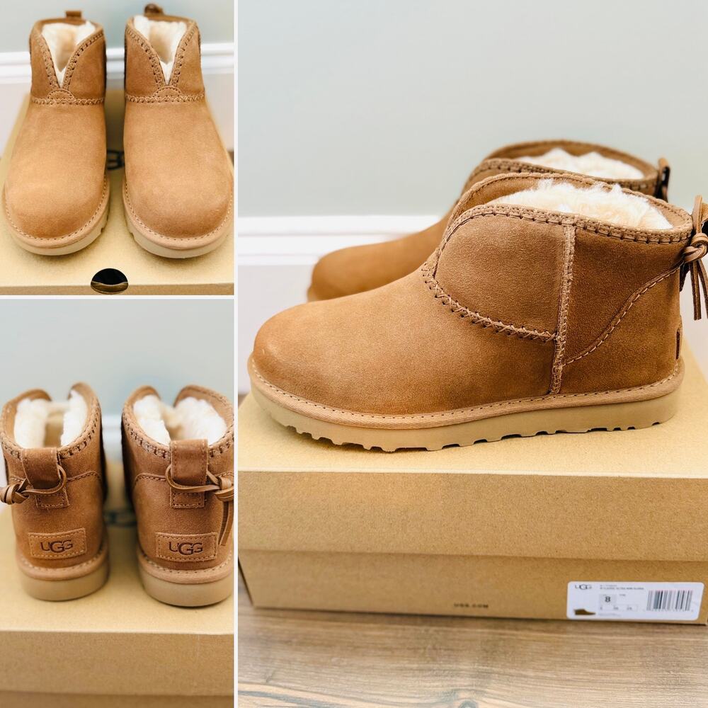 UGG Classic Ultra Mini Elaria Mustard Seed Boots Women’s Size 8 NIB